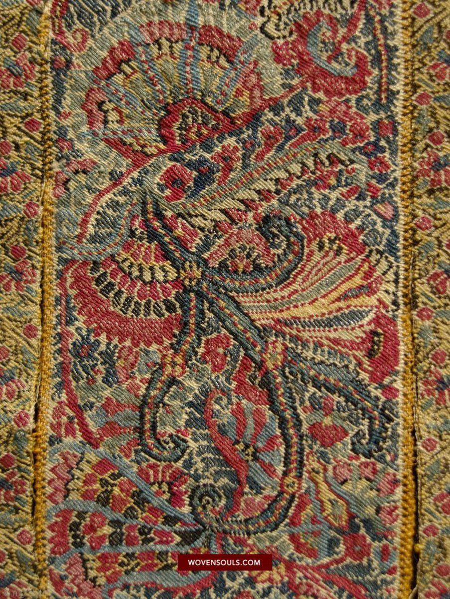 1394 SOLD - Stunning Old Kashmir Shawl Fragment-WOVENSOULS-Antique-Vintage-Textiles-Art-Decor