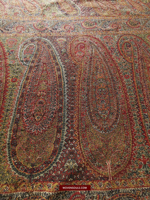 1394 SOLD - Stunning Old Kashmir Shawl Fragment-WOVENSOULS-Antique-Vintage-Textiles-Art-Decor