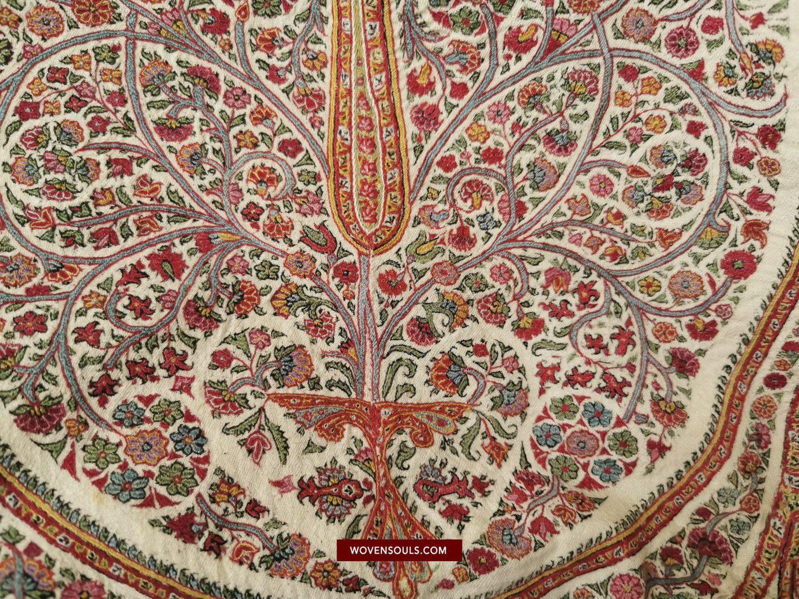 1395 Antique Kashmir Amlikar Rumal Shawl Mughal Period - Not for Sale yet-WOVENSOULS-Antique-Vintage-Textiles-Art-Decor