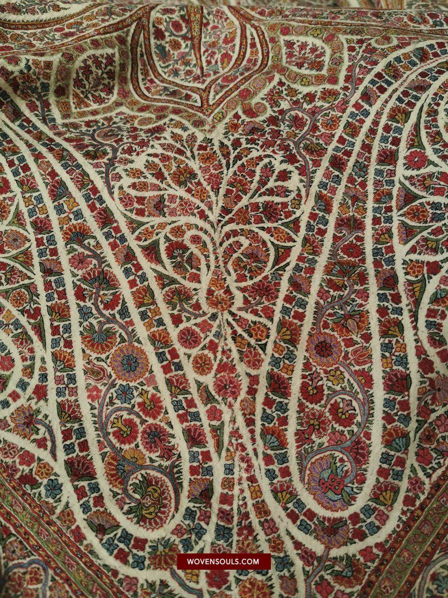 1395 Antique Kashmir Amlikar Rumal Shawl Mughal Period - Not for Sale yet-WOVENSOULS-Antique-Vintage-Textiles-Art-Decor