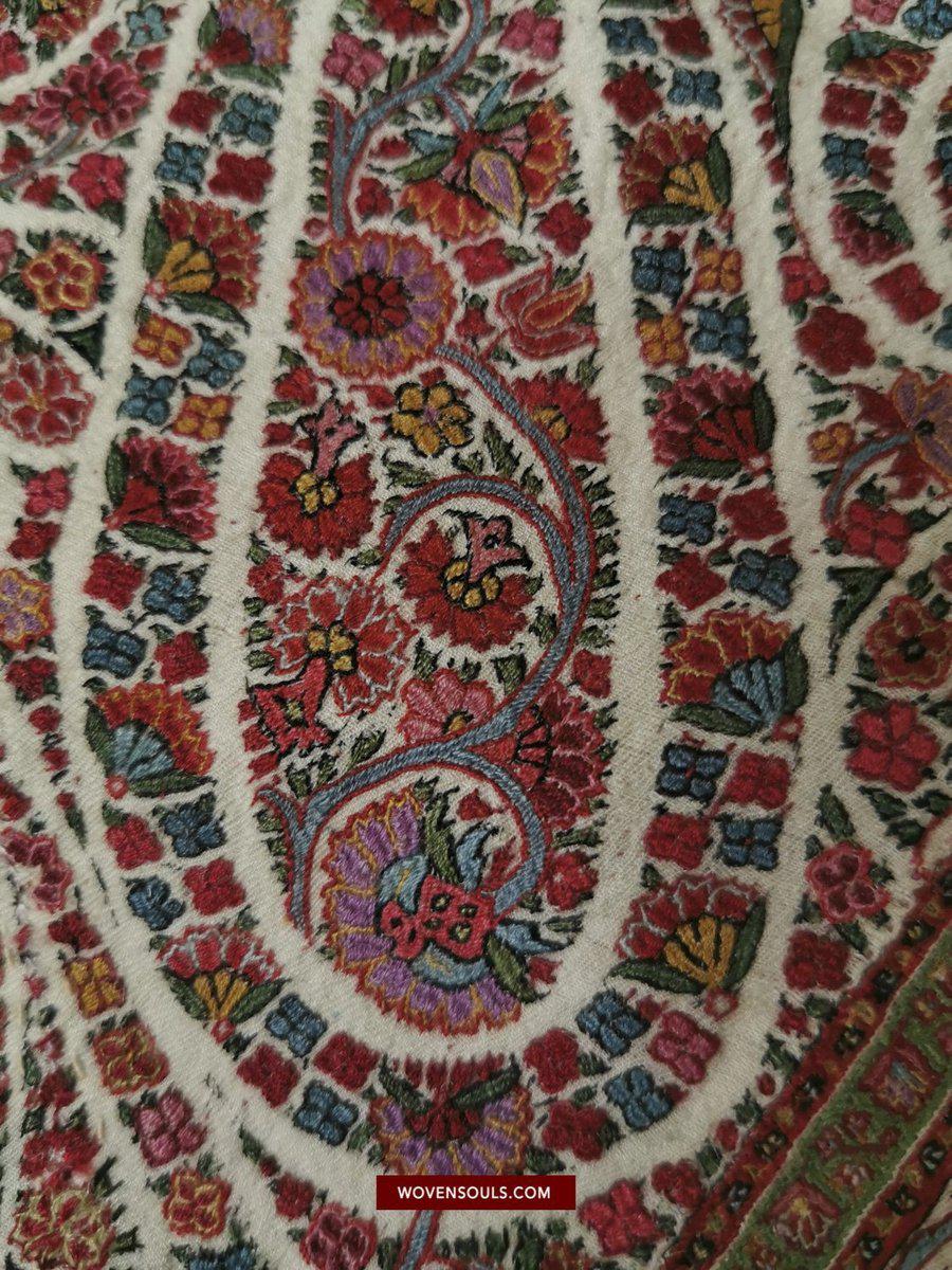 1395 Antique Kashmir Amlikar Rumal Shawl Mughal Period - Not for Sale yet-WOVENSOULS-Antique-Vintage-Textiles-Art-Decor