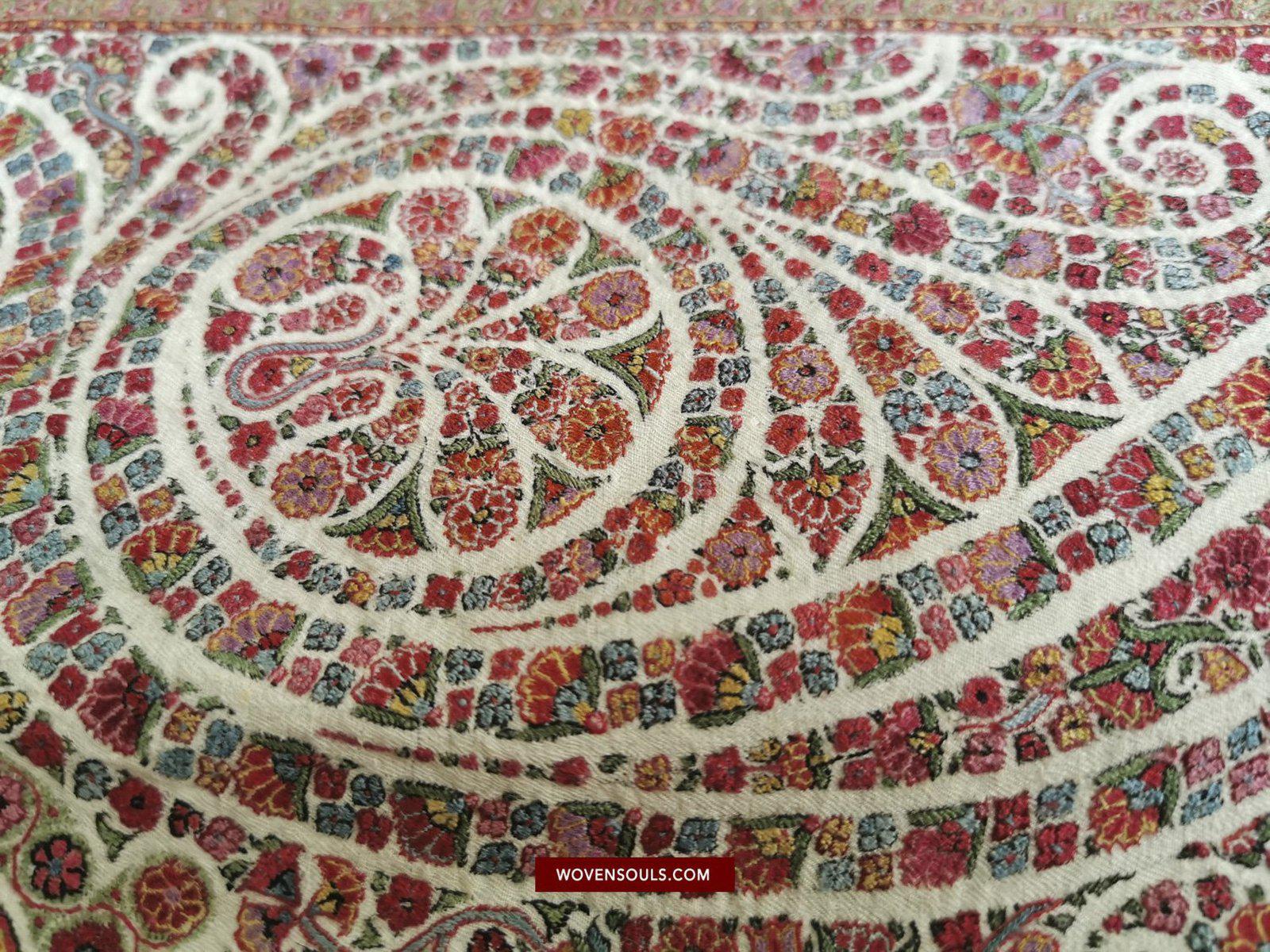 1395 Antique Kashmir Amlikar Rumal Shawl Mughal Period - Not for Sale yet-WOVENSOULS-Antique-Vintage-Textiles-Art-Decor