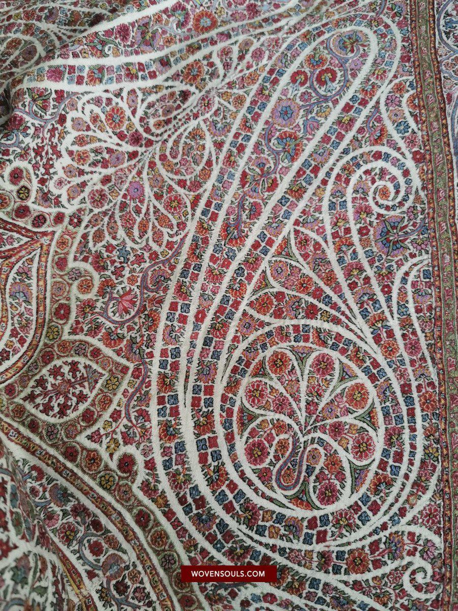 1395 Antique Kashmir Amlikar Rumal Shawl Mughal Period - Not for Sale yet-WOVENSOULS-Antique-Vintage-Textiles-Art-Decor