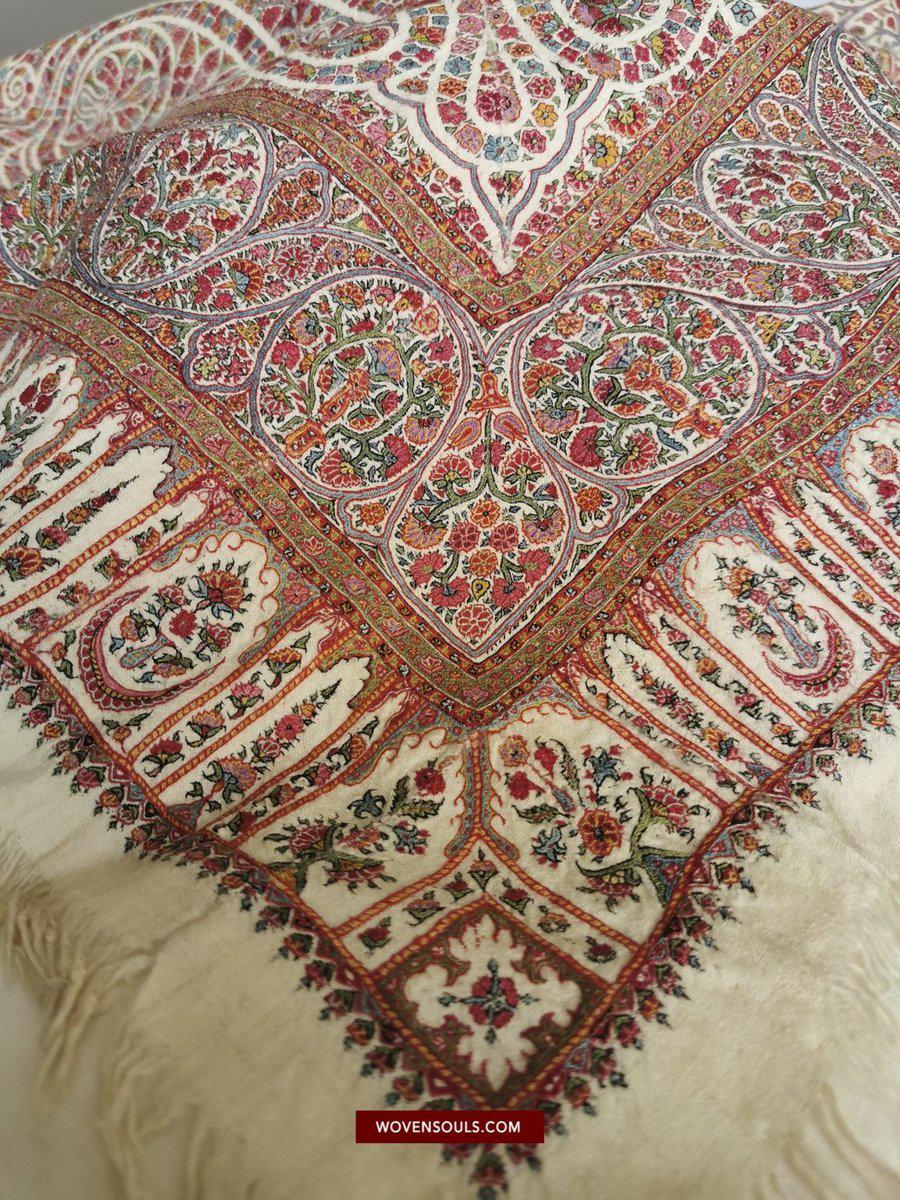 1395 Antique Kashmir Amlikar Rumal Shawl Mughal Period - Not for Sale yet-WOVENSOULS-Antique-Vintage-Textiles-Art-Decor