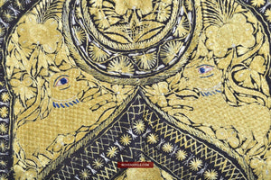 1397 Antique Deccan Ceremonial Offering Phulkari Textile - Lion Motifs-WOVENSOULS-Antique-Vintage-Textiles-Art-Decor