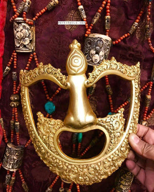 1399 Himalayan Buddhist Monk's Mask for Royal Ceremonies - Zhang Bak-WOVENSOULS-Antique-Vintage-Textiles-Art-Decor