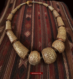 1400 SOLD Old Himalayan Necklace with Large Beads-WOVENSOULS-Antique-Vintage-Textiles-Art-Decor