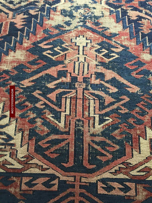 1402 SOLD Antique Caucasian Dragon Sumac Soumac Azeri Rug Fragment-WOVENSOULS-Antique-Vintage-Textiles-Art-Decor