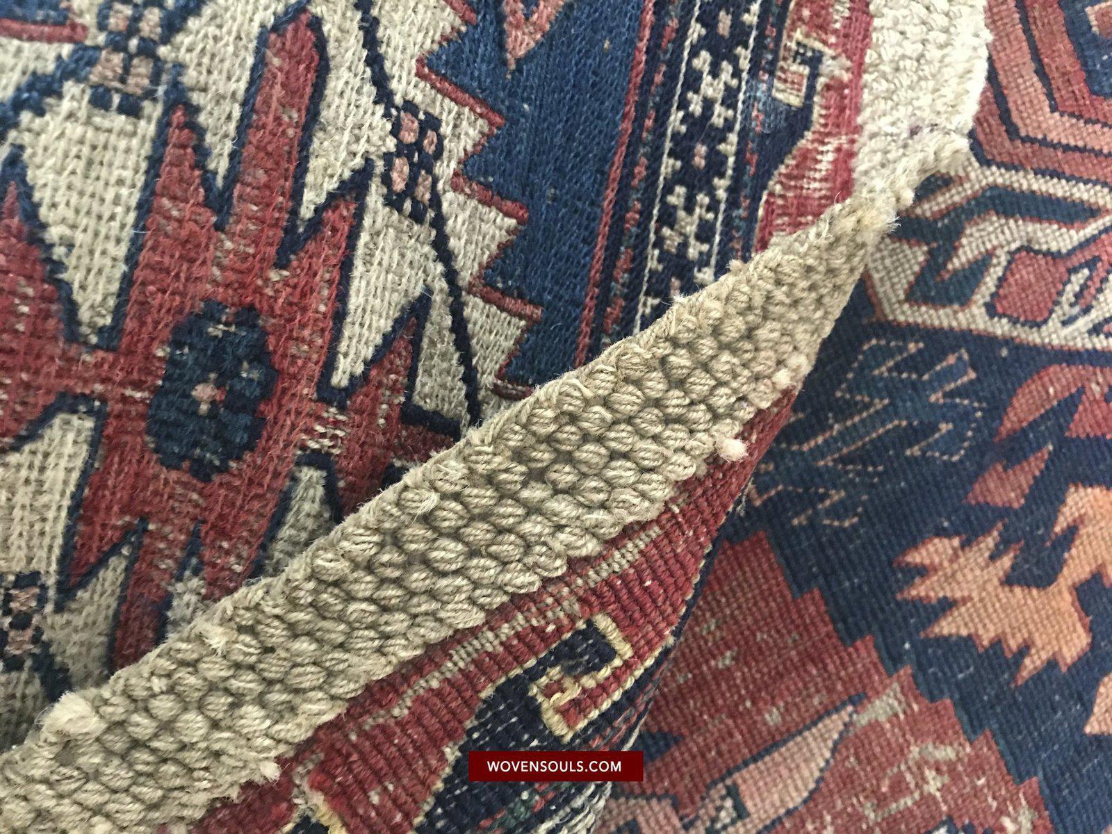 1402 SOLD Antique Caucasian Dragon Sumac Soumac Azeri Rug Fragment-WOVENSOULS-Antique-Vintage-Textiles-Art-Decor