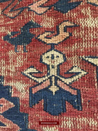 1402 SOLD Antique Caucasian Dragon Sumac Soumac Azeri Rug Fragment-WOVENSOULS-Antique-Vintage-Textiles-Art-Decor