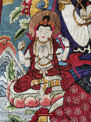 1406 SOLD Antique Tibet Thangka with Silk Embroidery-WOVENSOULS-Antique-Vintage-Textiles-Art-Decor