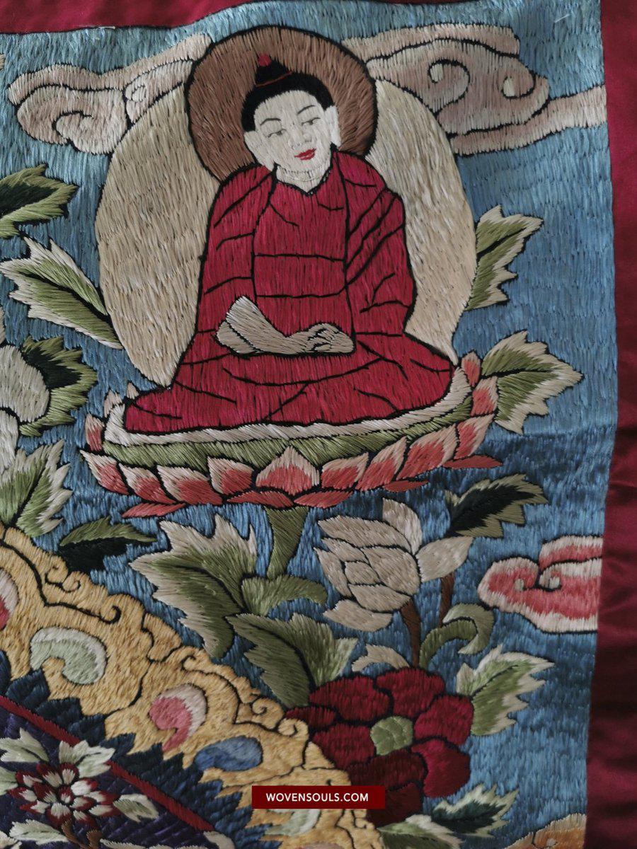 1406 SOLD Antique Tibet Thangka with Silk Embroidery-WOVENSOULS-Antique-Vintage-Textiles-Art-Decor