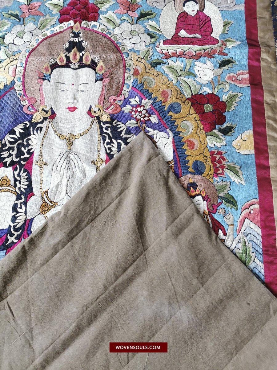 1406 SOLD Antique Tibet Thangka with Silk Embroidery-WOVENSOULS-Antique-Vintage-Textiles-Art-Decor