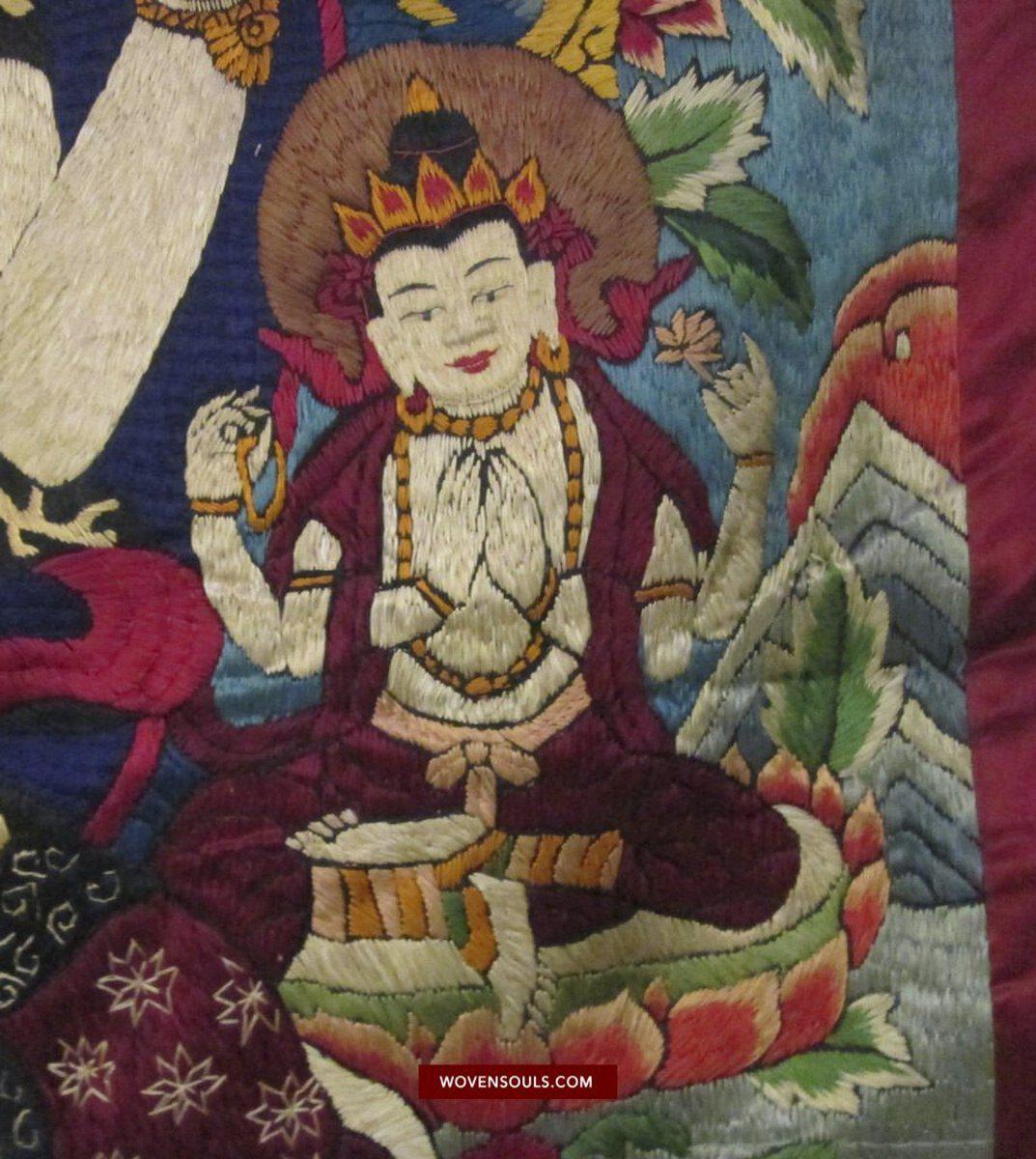 1406 SOLD Antique Tibet Thangka with Silk Embroidery-WOVENSOULS-Antique-Vintage-Textiles-Art-Decor