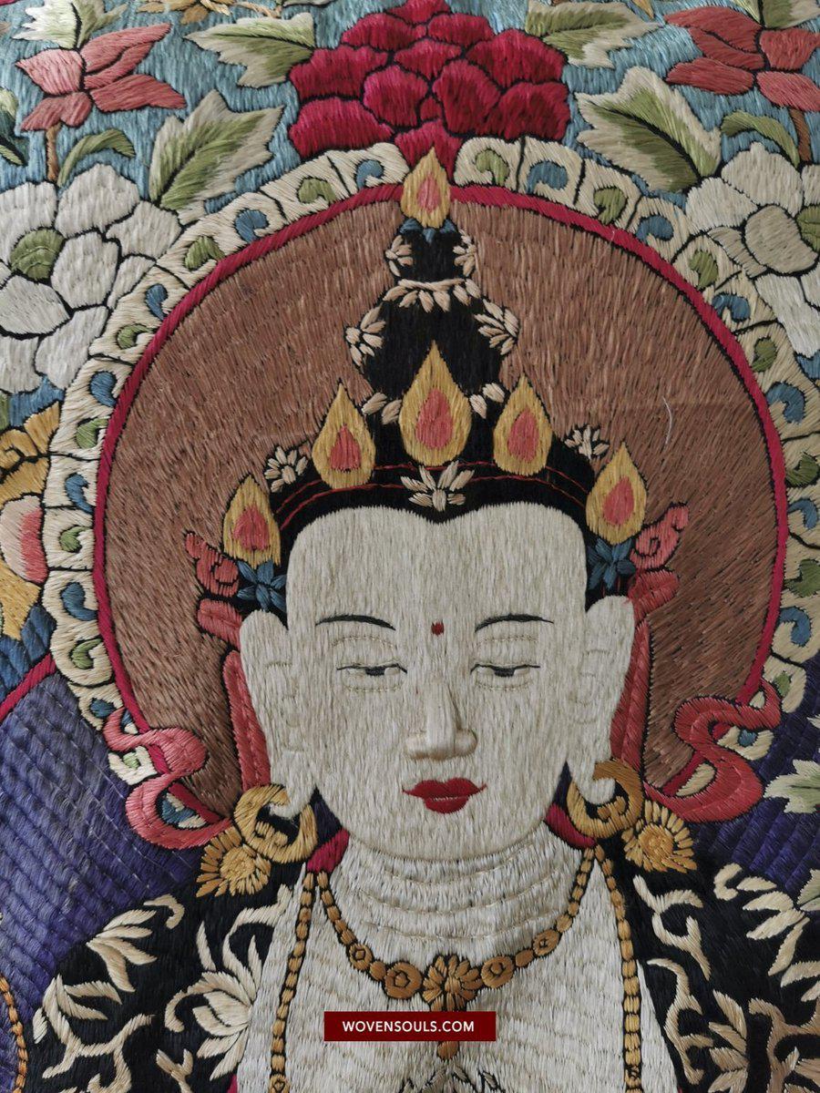 1406 SOLD Antique Tibet Thangka with Silk Embroidery-WOVENSOULS-Antique-Vintage-Textiles-Art-Decor