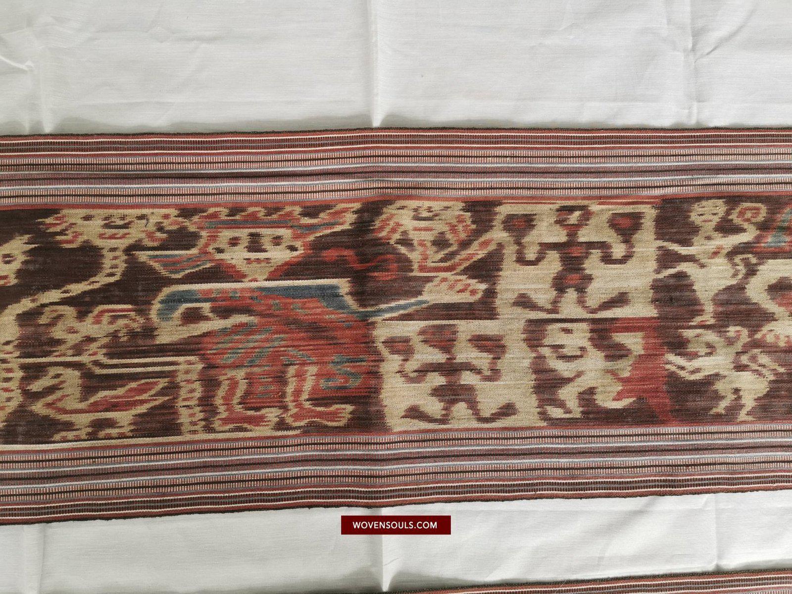 1407 Old Figurative Warp Ikat - Narrative Indonesian Textile-WOVENSOULS-Antique-Vintage-Textiles-Art-Decor