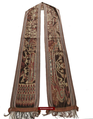 1407 Old Figurative Warp Ikat - Narrative Indonesian Textile-WOVENSOULS-Antique-Vintage-Textiles-Art-Decor