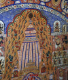 1408 Large Puri Patta Jagannath Juggernaut Painting w Blue - Indian Art-WOVENSOULS-Antique-Vintage-Textiles-Art-Decor