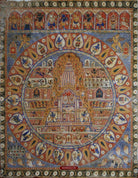 1408 Large Puri Patta Jagannath Juggernaut Painting w Blue - Indian Art-WOVENSOULS-Antique-Vintage-Textiles-Art-Decor