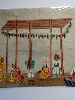 1409 Old Mica Painting - Wedding Procession - Rituals & Festivals series - 4-WOVENSOULS-Antique-Vintage-Textiles-Art-Decor