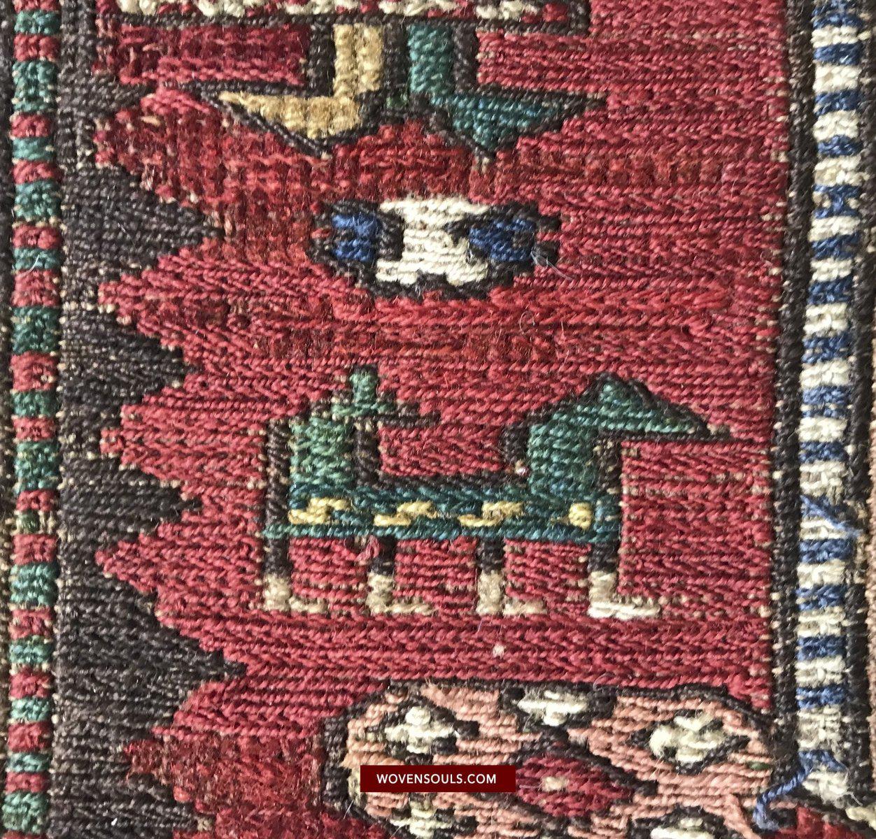 1413 Antique Caucasian Azeri Kuba Soumac Konagkend Flatweave Rug w Animals-WOVENSOULS-Antique-Vintage-Textiles-Art-Decor