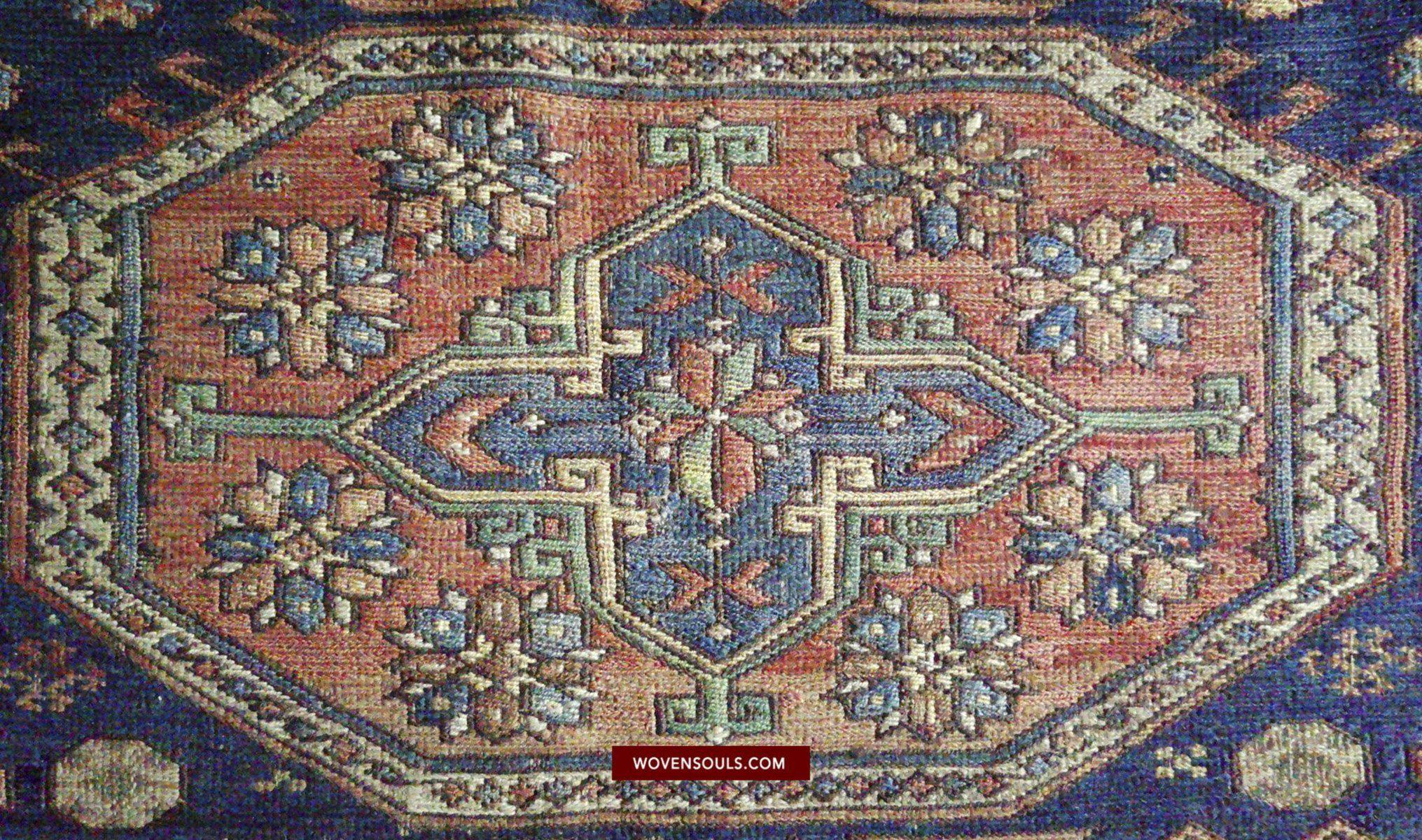 1413 Antique Caucasian Azeri Kuba Soumac Konagkend Flatweave Rug w Animals-WOVENSOULS-Antique-Vintage-Textiles-Art-Decor