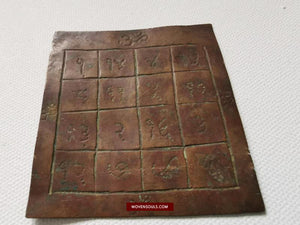 1421 Old Copper Hindu Sutra Manuscript with Magic Squares Inscription-WOVENSOULS-Antique-Vintage-Textiles-Art-Decor