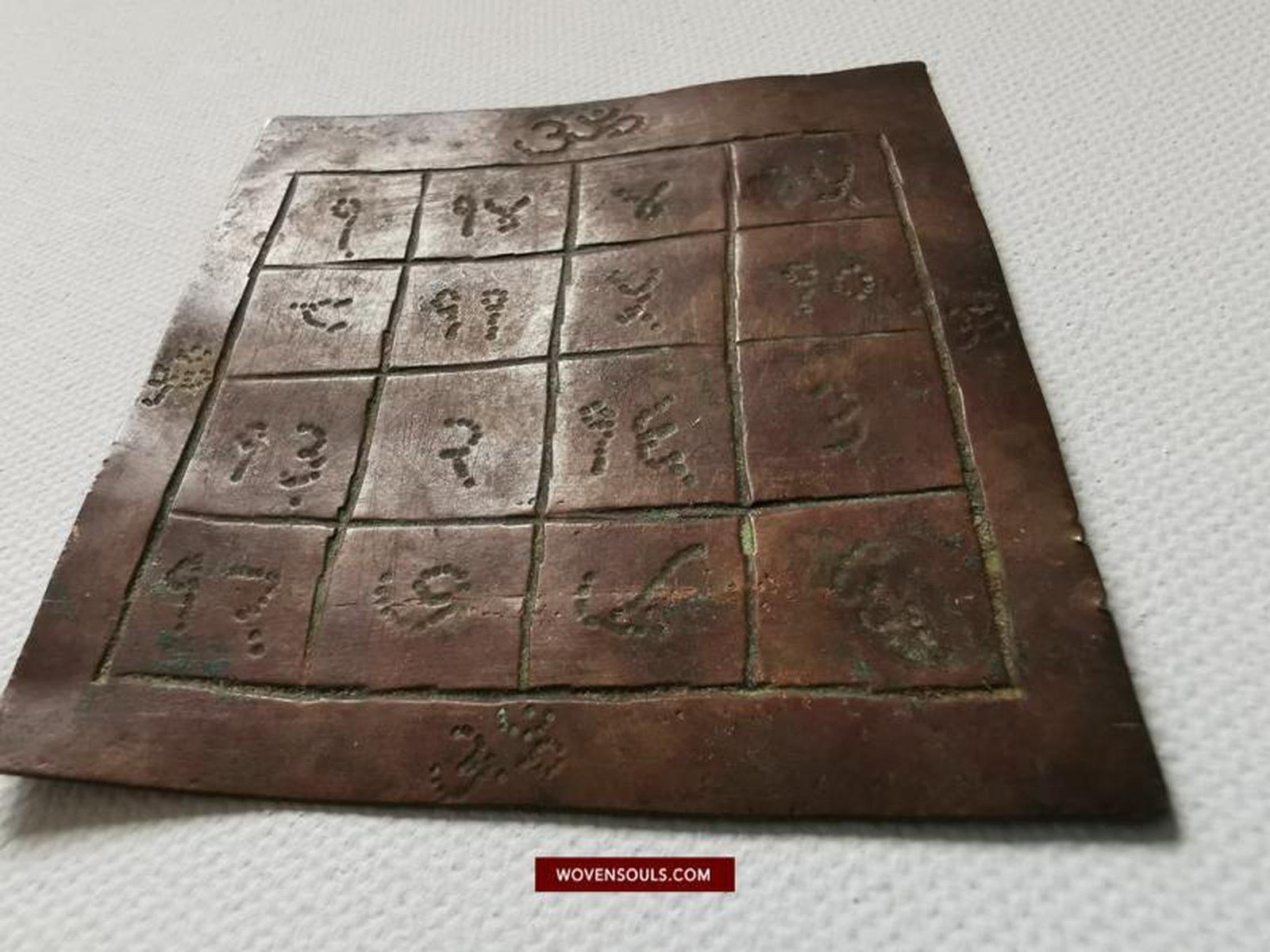 1421 Old Copper Hindu Sutra Manuscript with Magic Squares Inscription-WOVENSOULS-Antique-Vintage-Textiles-Art-Decor