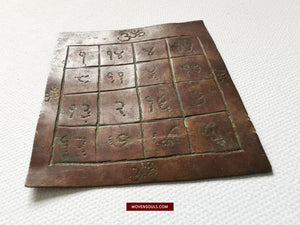 1421 Old Copper Hindu Sutra Manuscript with Magic Squares Inscription-WOVENSOULS-Antique-Vintage-Textiles-Art-Decor