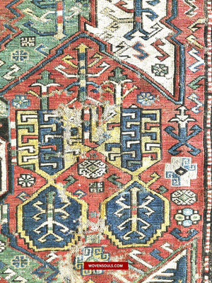 1424 Archaic Dragon Sumac Soumac Rug-WOVENSOULS-Antique-Vintage-Textiles-Art-Decor