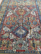 1424 Archaic Dragon Sumac Soumac Rug-WOVENSOULS-Antique-Vintage-Textiles-Art-Decor