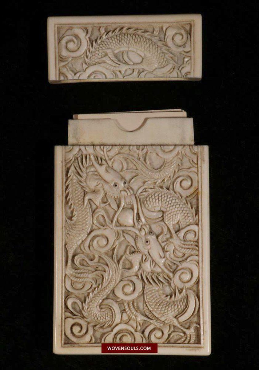 1426 Rare Unusual Antique Card Case - Japan / China-WOVENSOULS-Antique-Vintage-Textiles-Art-Decor