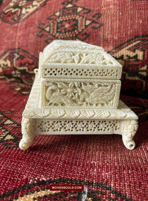 1428-B Vintage Hand Crafted Jewelry Box - Awadh, India-WOVENSOULS-Antique-Vintage-Textiles-Art-Decor