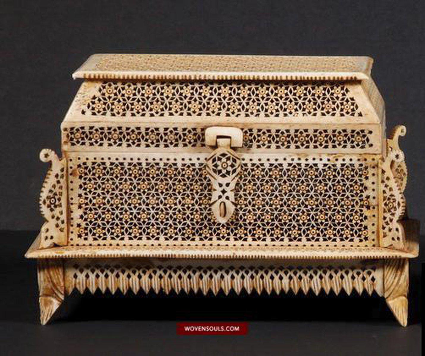 1428-A Stunning Hand Crafted Jewel Box w Patina - Awadh India-WOVENSOULS-Antique-Vintage-Textiles-Art-Decor