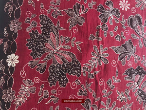 1433 Javanese Batik Tulis Stole - Hand Drawn - Textile Art-WOVENSOULS-Antique-Vintage-Textiles-Art-Decor