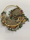 1438 SOLD Old PEACOCK Nath Indian Bridal Jewelry - Nosering-WOVENSOULS-Antique-Vintage-Textiles-Art-Decor