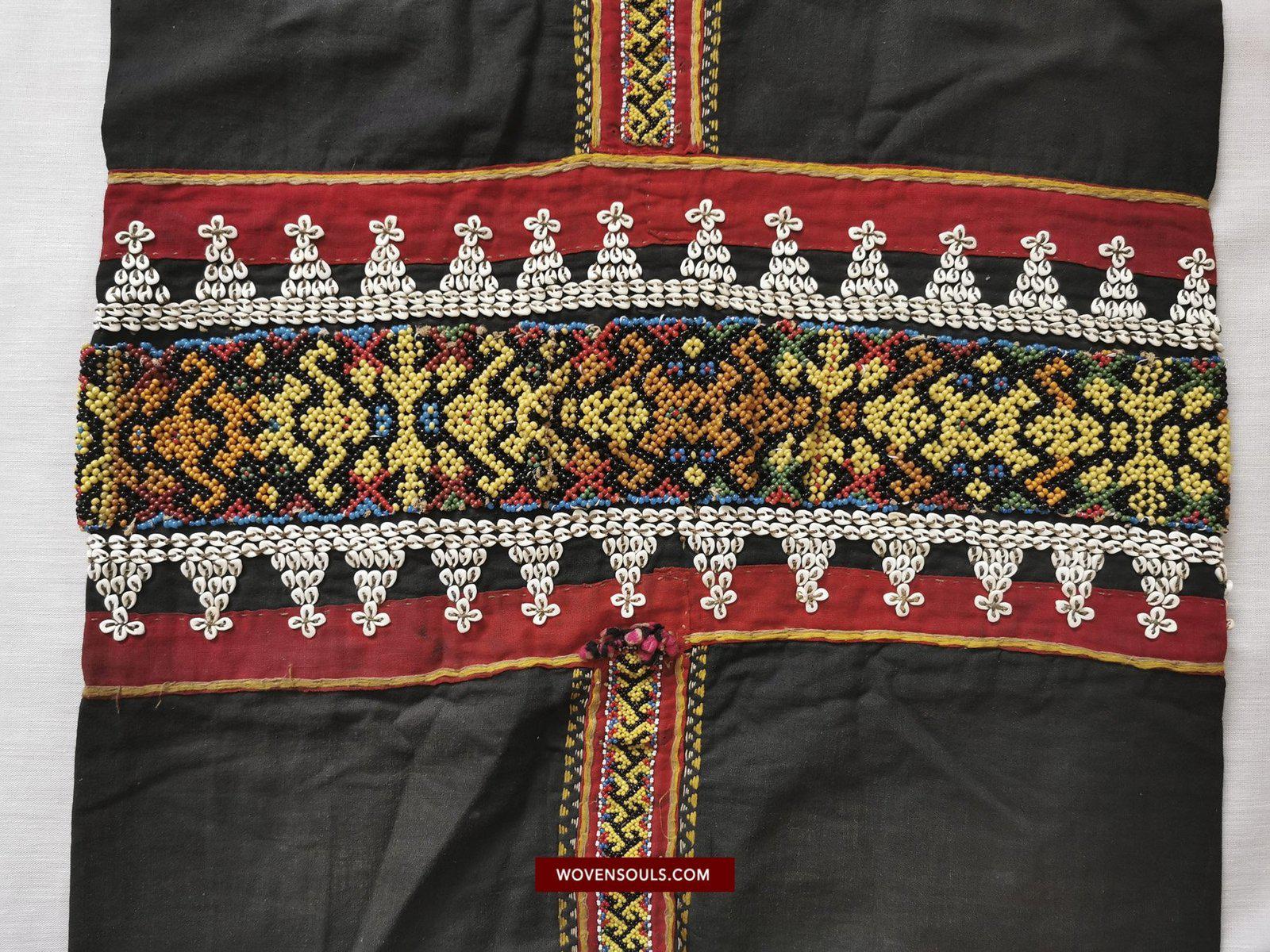 1440 Museum Quality Antique Iban Wedding Skirt Beaded Band Kain Lekok-WOVENSOULS-Antique-Vintage-Textiles-Art-Decor