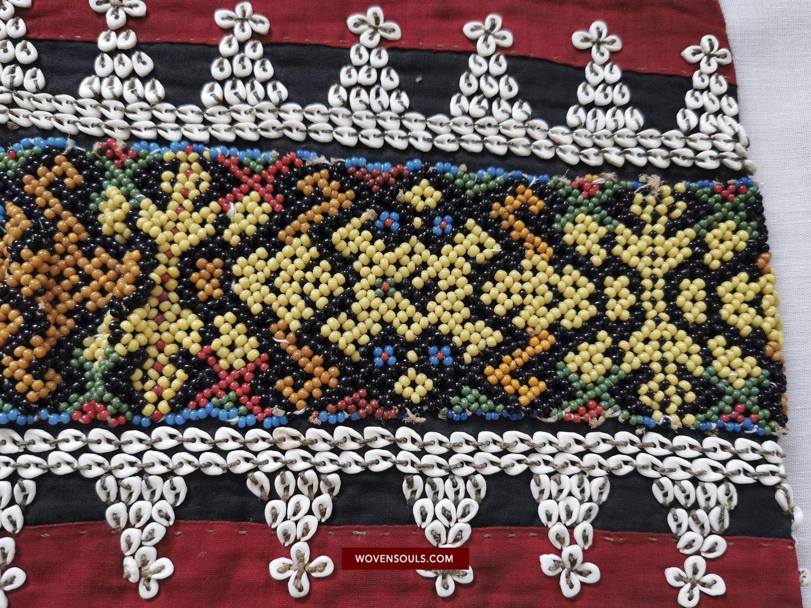 1440 Museum Quality Antique Iban Wedding Skirt Beaded Band Kain Lekok-WOVENSOULS-Antique-Vintage-Textiles-Art-Decor