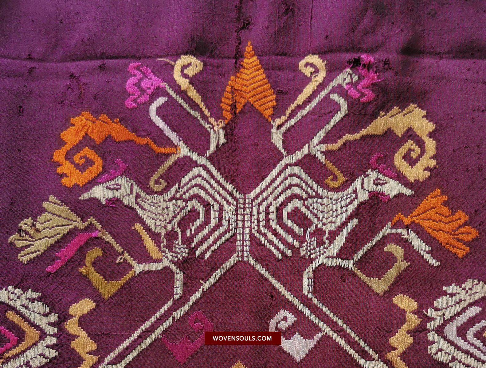 1442 Antique Bali Silk Songket Textile with Figurative Motifs-WOVENSOULS-Antique-Vintage-Textiles-Art-Decor