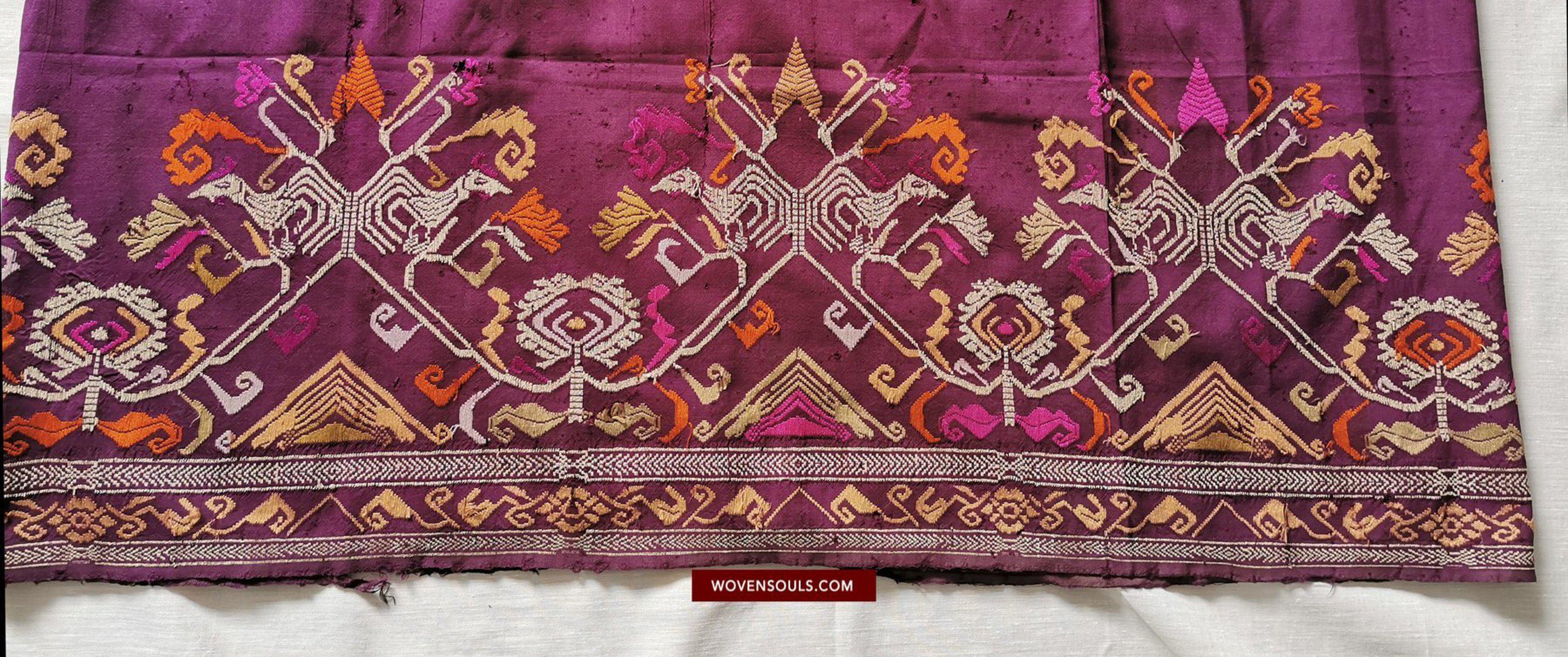 1442 Antique Bali Silk Songket Textile with Figurative Motifs-WOVENSOULS-Antique-Vintage-Textiles-Art-Decor