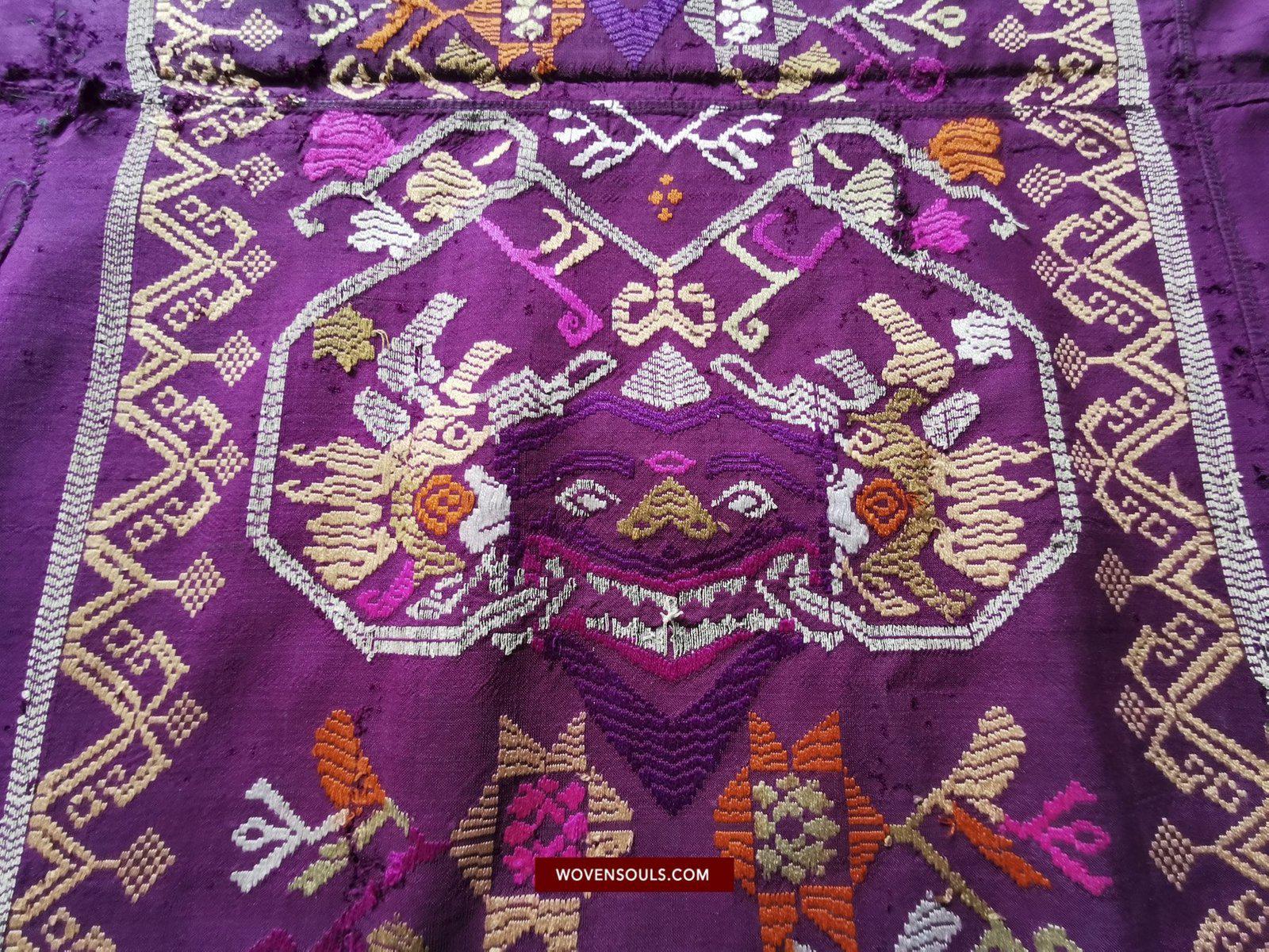 1442 Antique Bali Silk Songket Textile with Figurative Motifs-WOVENSOULS-Antique-Vintage-Textiles-Art-Decor