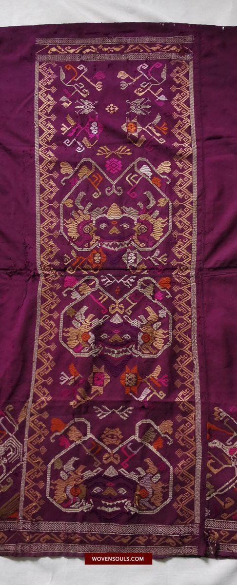 1442 Antique Bali Silk Songket Textile with Figurative Motifs-WOVENSOULS-Antique-Vintage-Textiles-Art-Decor