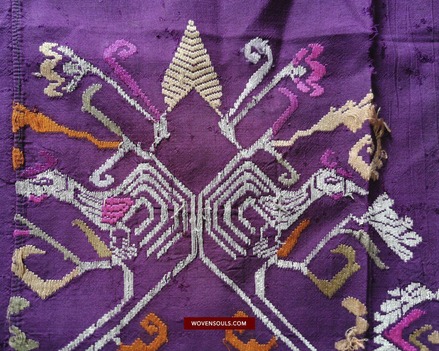 1442 Antique Bali Silk Songket Textile with Figurative Motifs-WOVENSOULS-Antique-Vintage-Textiles-Art-Decor