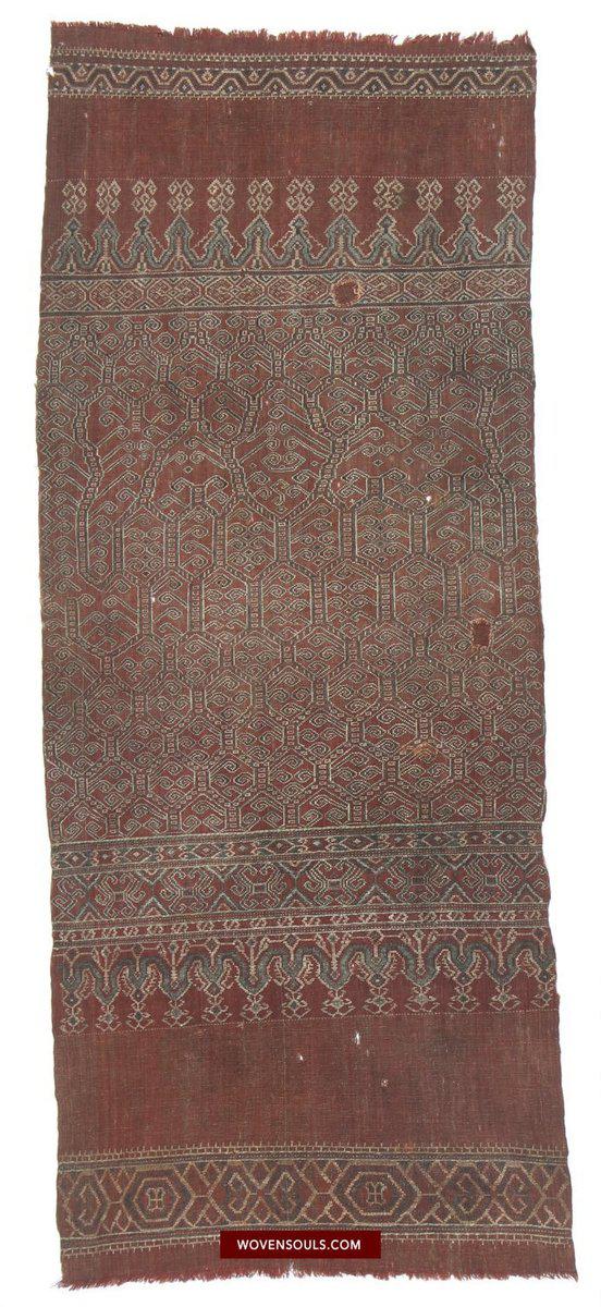 1445 Antique Iban Pua Kumbu Sungkit Singkit Woven Textile-WOVENSOULS-Antique-Vintage-Textiles-Art-Decor