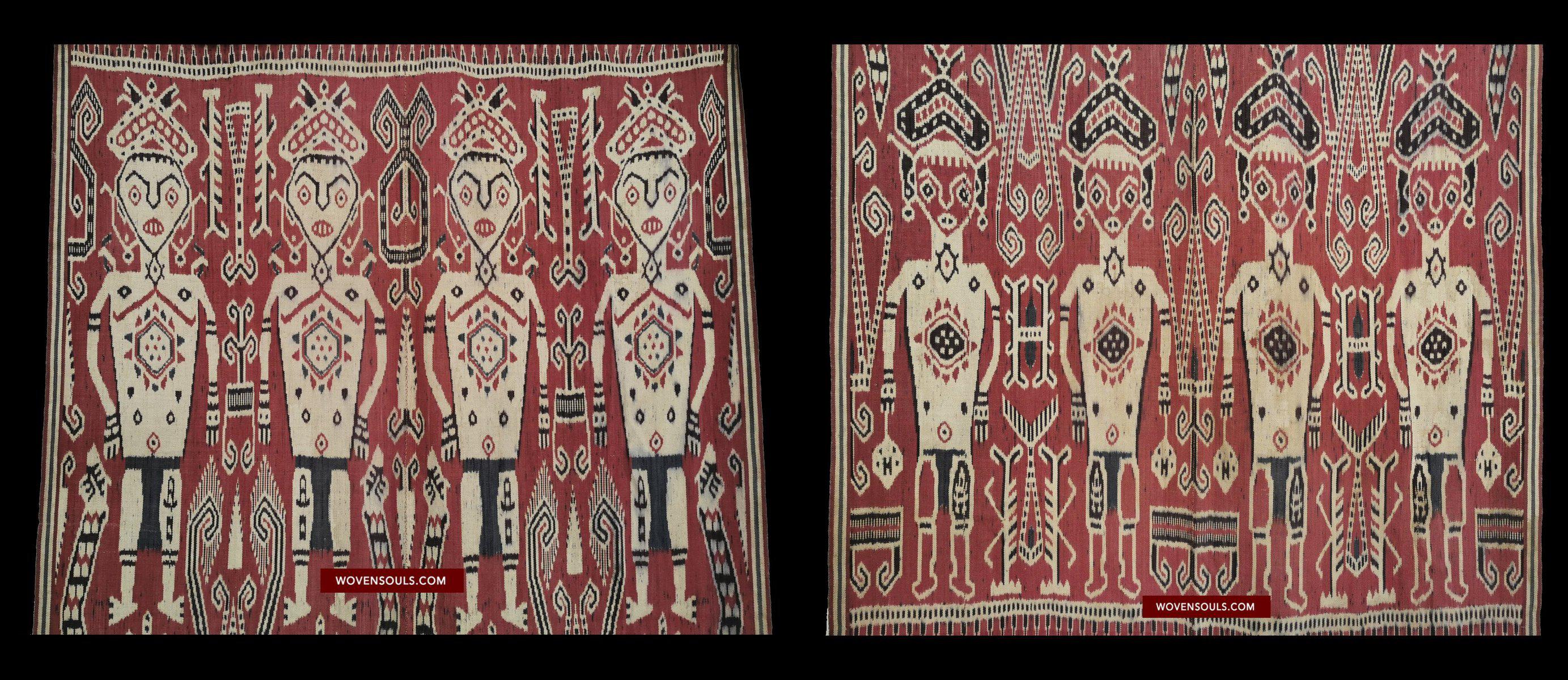 1449 Antique Iban Ikat Pua Kumbu Woven Textile with Human Figures from Sarawak-WOVENSOULS-Antique-Vintage-Textiles-Art-Decor