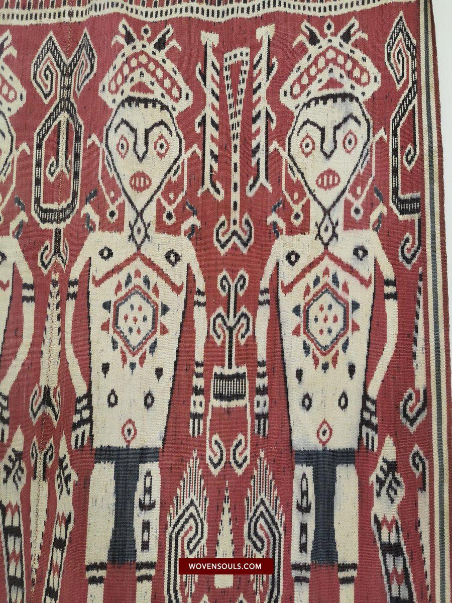 1449 Antique Iban Ikat Pua Kumbu Woven Textile with Human Figures from Sarawak-WOVENSOULS-Antique-Vintage-Textiles-Art-Decor