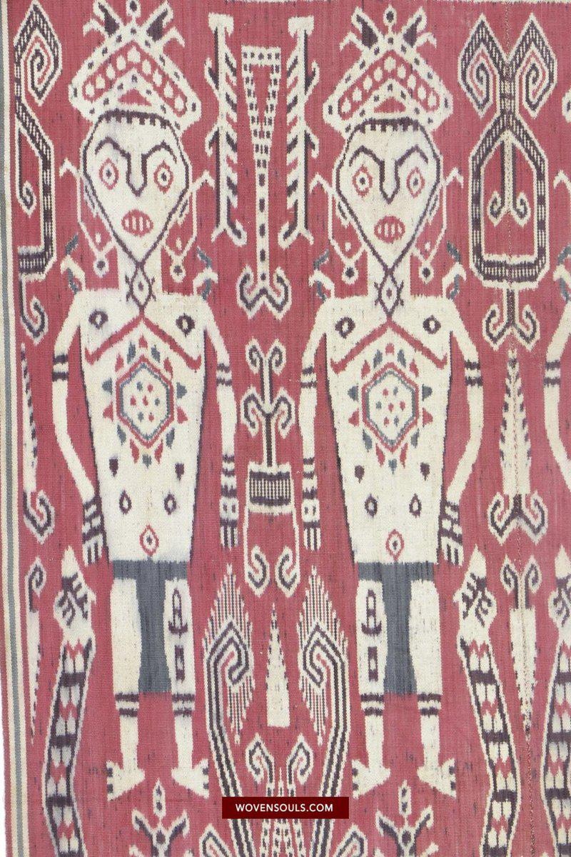 1449 Antique Iban Ikat Pua Kumbu Woven Textile with Human Figures from Sarawak-WOVENSOULS-Antique-Vintage-Textiles-Art-Decor