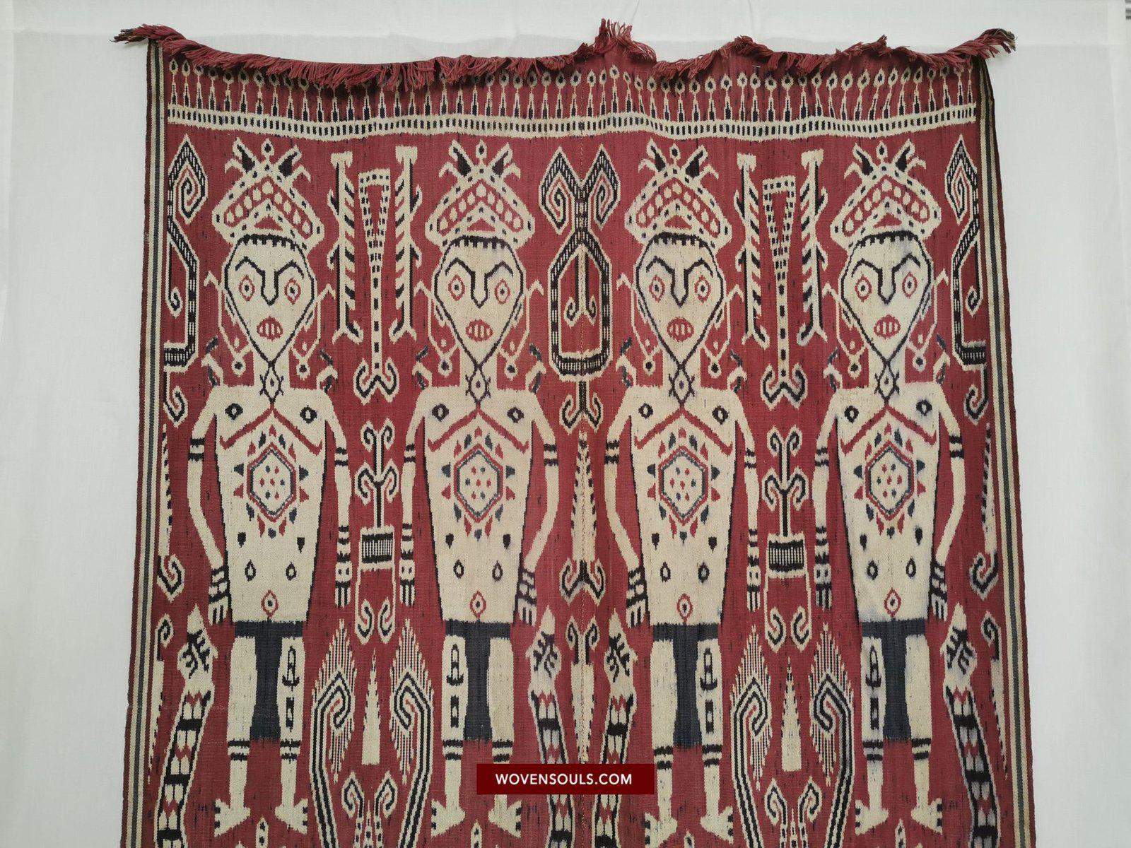 1449 Antique Iban Ikat Pua Kumbu Woven Textile with Human Figures from Sarawak-WOVENSOULS-Antique-Vintage-Textiles-Art-Decor