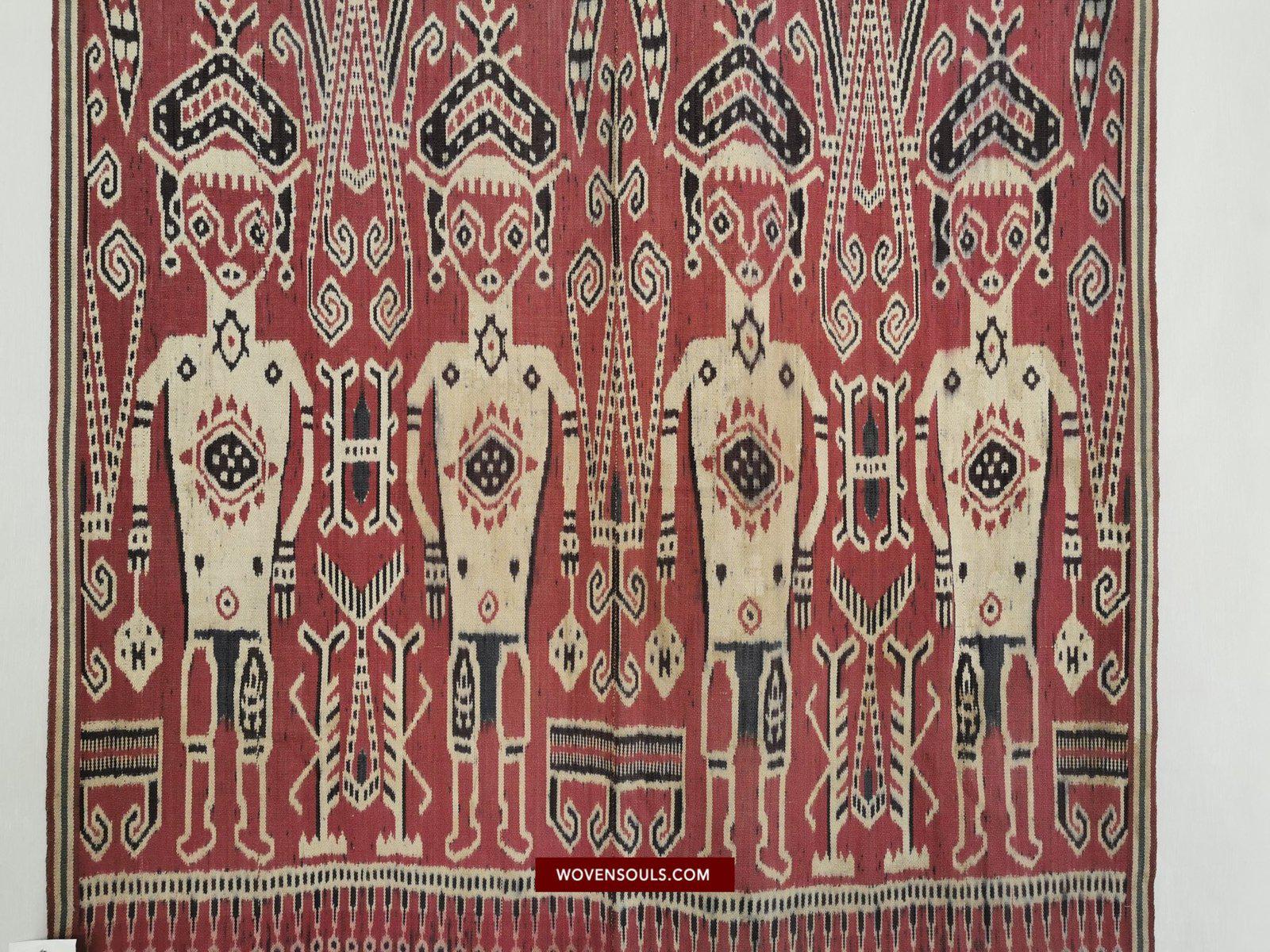 1449 Antique Iban Ikat Pua Kumbu Woven Textile with Human Figures from Sarawak-WOVENSOULS-Antique-Vintage-Textiles-Art-Decor