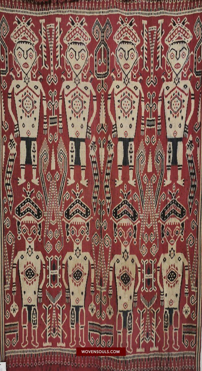 1449 Antique Iban Ikat Pua Kumbu Woven Textile with Human Figures from Sarawak-WOVENSOULS-Antique-Vintage-Textiles-Art-Decor